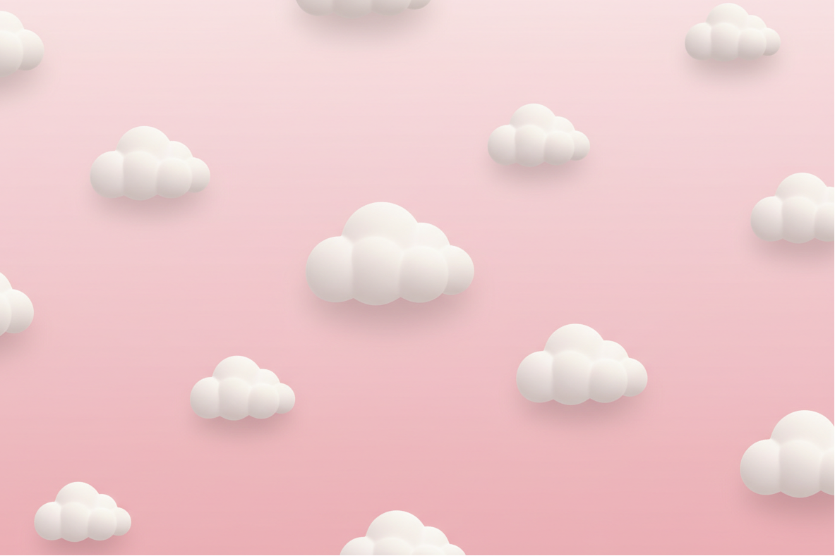Cute Pastel Pink Background with Small 3D Clouds
